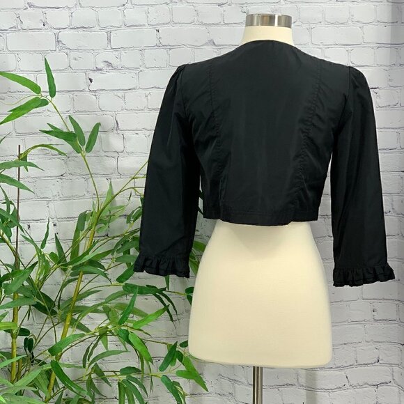Last Kiss Black Crop Jacket w/ Ruffles - Picture 3 of 6